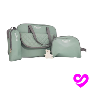 Sac vert maman mustela trousse dobjet cache biberon thermostat png